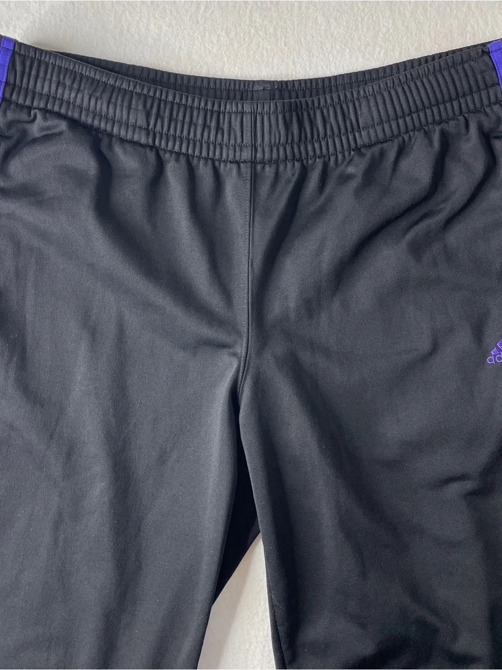 Adidas Track Pants Men's Medium Black Purple 3-Stripe Sporty Athletic Retro Y2K